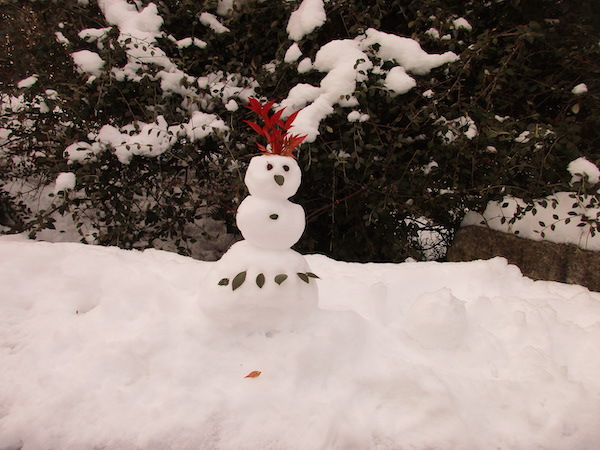 A miniature snowman at Kubota Garden.
